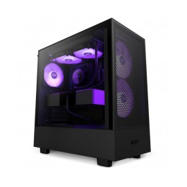 Gabinete NZXT H5 Flow RGB / Negro / Carcasa Compacta ATX / Panel frontal perforado para alto flujo de aire / Panel lateral de v