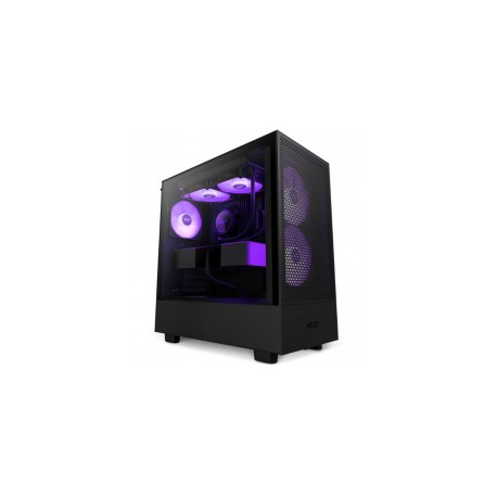 Gabinete NZXT H5 Flow RGB / Negro / Carcasa Compacta ATX / Panel frontal perforado para alto flujo de aire / Panel lateral de v