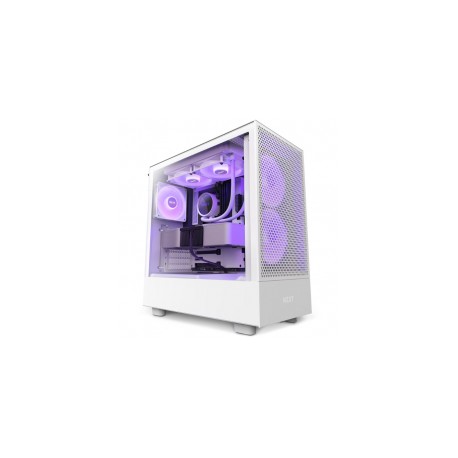 Gabinete NZXT H5 Flow RGB / Blanco / Carcasa Compacta ATX / Panel frontal perforado para alto flujo de aire / Panel lateral de 