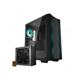 Gabinete Gamer DeepCool CC560 + Fuente de Poder PK600D de 600W (R-CC560-SIBKGAA4-A-1), Color Negro, Formato Media Torre