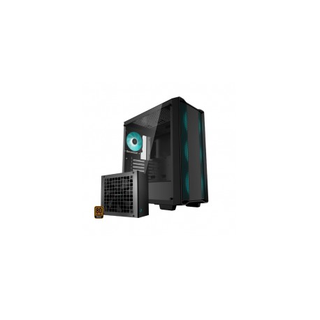 Gabinete Gamer DeepCool CC560 + Fuente de Poder PK600D de 600W (R-CC560-SIBKGAA4-A-1), Color Negro, Formato Media Torre