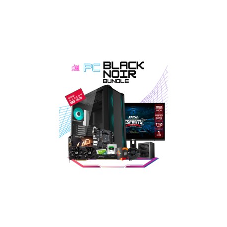 PC BLACK NOIR BUNDLE / AMD RYZEN 5 4500 / RX 6600 8GB / 16GB RAM /240GB SSD + 1TB HDD / FUENTE 600W 80+ BRONZE / INCLUYE MONITO