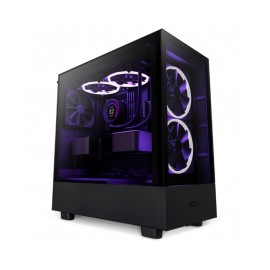 Gabinete NZXT H5 Elite / Negro / Carcasa Compacta / ATX / Iluminación RGB Incorporada / Panel Frontal y Lateral de Vidrio Templ