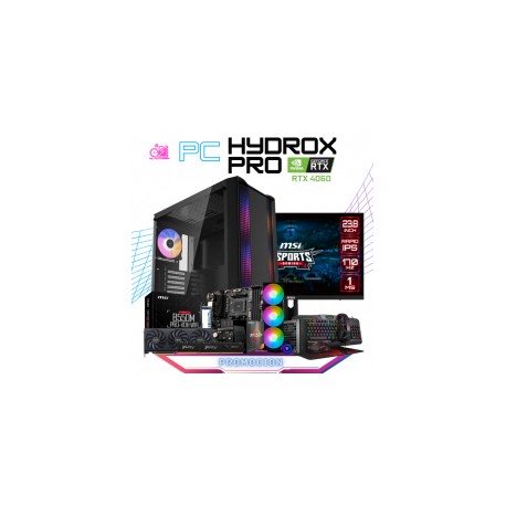 PC HYDROX PRO / AMD RYZEN 7 5800X / RTX 4060 / 32GB RAM / 1TB SSD M.2 NVME / FUENTE 700W 80+ BRONZE / ENFRIAMIENTO LIQUIDO 360M