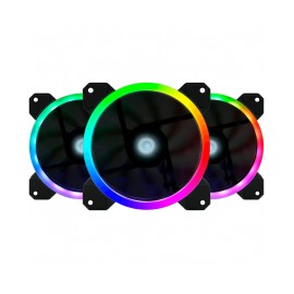 Kit de Ventiladores Game Factor FKG400 / 3 Ventiladores 120mm RGB + Controlador + 2 Tiras Led RGB + Control remoto