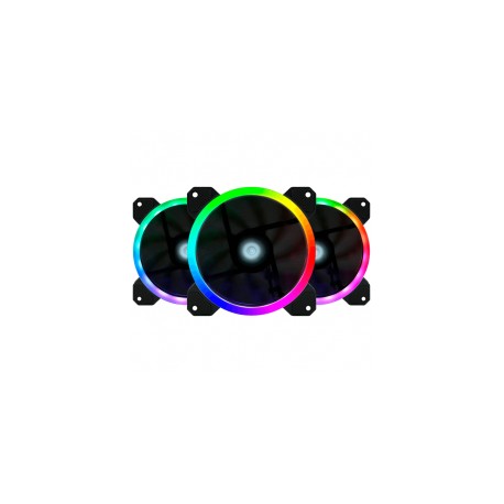 Kit de Ventiladores Game Factor FKG400 / 3 Ventiladores 120mm RGB + Controlador + 2 Tiras Led RGB + Control remoto