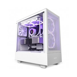 Gabinete NZXT H5 Flow / Blanco / Carcasa Compacta ATX / Panel frontal perforado para alto flujo de aire / Panel lateral de vidr