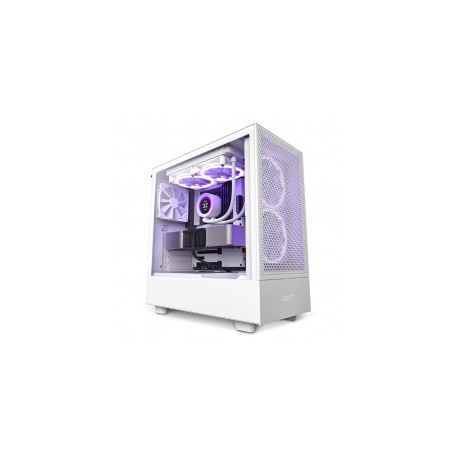 Gabinete NZXT H5 Flow / Blanco / Carcasa Compacta ATX / Panel frontal perforado para alto flujo de aire / Panel lateral de vidr