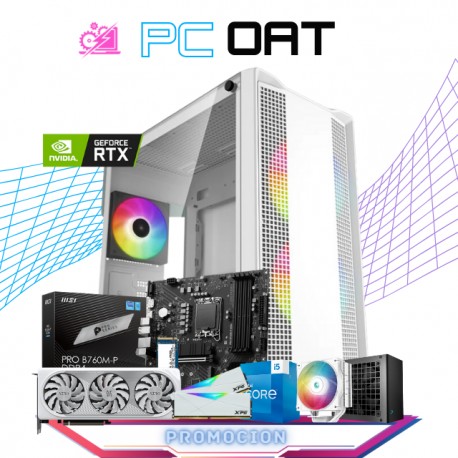 PC OAT / INTEL CORE I5-13400 / RTX 4060 TI / 16GB RAM / 1TB SSD M.2 NVME / DISIPADOR DE TORRE ARGB / FUENTE 700W 80+ BRONZE / P