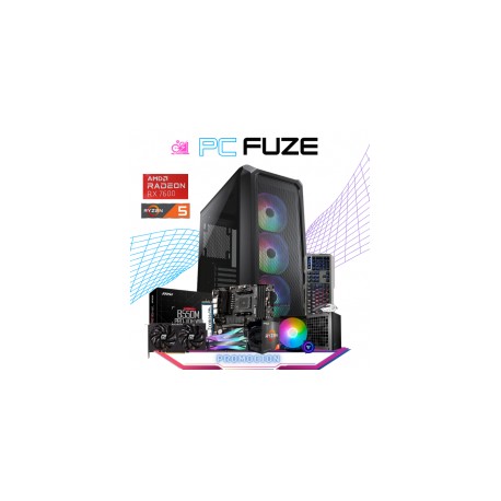 PC FUZE / AMD RYZEN 5 5500 / RX 7600 8GB / 16GB RAM / 1TB SSD M.2 NVME / ENFRIAMIENTO LIQUIDO 120MM / FUENTE 700W 80+ BRONZE / 