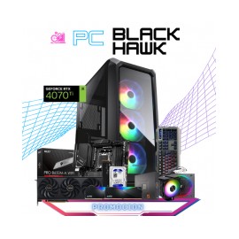 PC BLACK HAWK / AMD RYZEN 5 7600X / RTX 4070 TI / 32GB RAM DDR5 / 512GB SSD M.2 NVME + 1TB HDD / DISIPADOR DE TORRE DOBLE / WIF