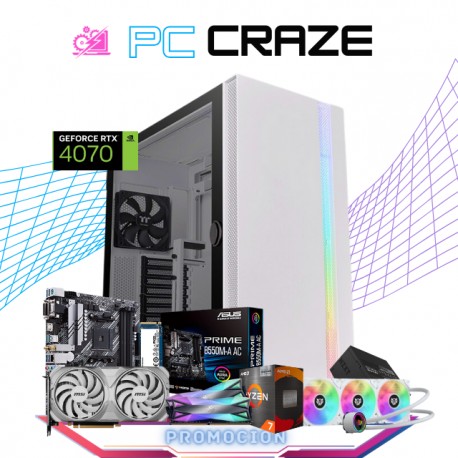 PC CRAZE / AMD RYZEN 7 5800X3D / RTX 4070 / 32GB RAM / 1TB SSD M.2 NVME / ENFRIAMIENTO LIQUIDO 360MM / FUENTE 750W 80+ BRONZE /