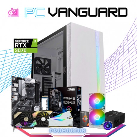 PC VANGUARD / AMD RYZEN 5 5600X / RTX 3070 / 32GB RAM / 1TB SSD M.2 NVME / ENFRIAMIENTO LIQUIDO 240MM / FUENTE 750W 80+ BRONZE 