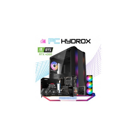 PC HYDROX / AMD RYZEN 7 5800X / RTX 4060 / 32GB RAM / 1TB SSD M.2 NVME / ENFRIAMIENTO LIQUIDO 360MM / FUENTE 700W 80+ BRONZE / 