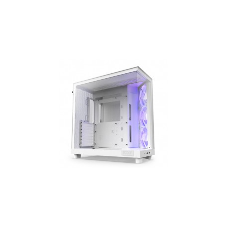 Gabinete NZXT H6 FLOW WHITE RGB / Cristal Templado / Mini-ITX / Micro-ATX / ATX / USB 3.2 / USB 3.2 Gen.2 Tipo C / Sin Fuente /