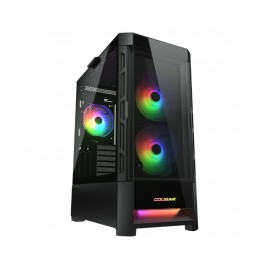 Gabinete Cougar DUOFACE RGB / Doble panel frontal: Malla y RGB / Cristal Templado / RGB / Excelente Flujo de Aire / Negro / 385