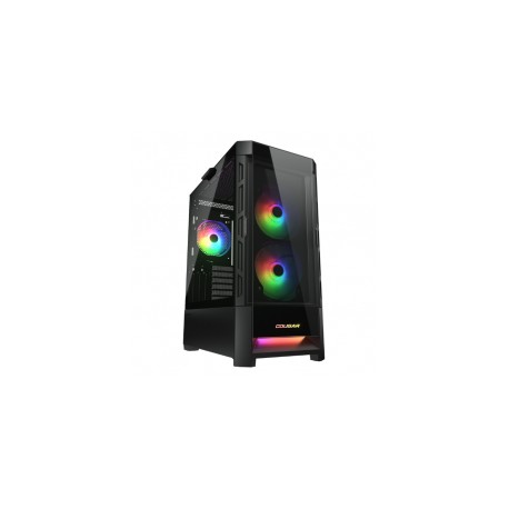 Gabinete Cougar DUOFACE RGB / Doble panel frontal: Malla y RGB / Cristal Templado / RGB / Excelente Flujo de Aire / Negro / 385