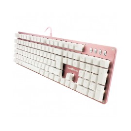 Teclado Gamer Mecanico Game Factor KBG400 Pink Edition KRED Switch Blue / Alambrico / Iluminación White / USB / Español / KBG40