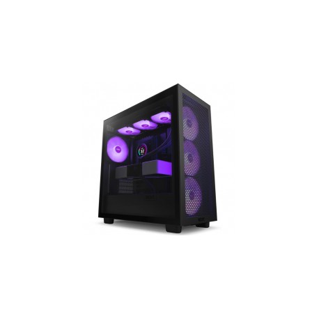 Gabinete NZXT H7 FLOW RGB Negro / Cristal Templado / ATX Sin Fuente / USB Tipo C / 3 Ventiladores RGB 140mm + 1 140mm / CM-H71F