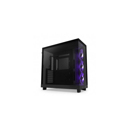 Gabinete NZXT H6 FLOW BLACK RGB / Cristal Templado / Mini-ITX / Micro-ATX / ATX / USB 3.2 / USB 3.2 Gen.2 Tipo C / Sin Fuente /