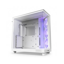 Gabinete NZXT H6 FLOW WHITE RGB / Cristal Templado / Mini-ITX / Micro-ATX / ATX / USB 3.2 / USB 3.2 Gen.2 Tipo C / Sin Fuente /