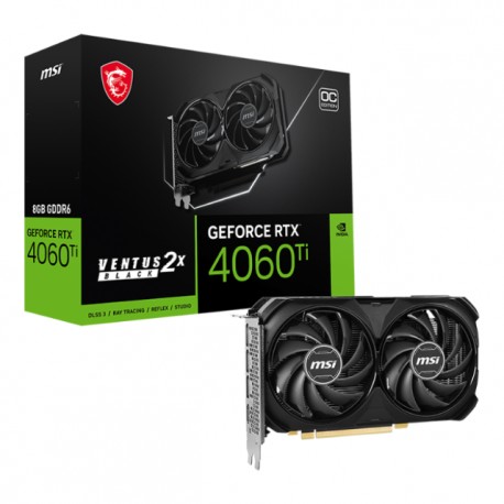 Tarjeta De Video MSI GeForce RTX™ 4060 Ti VENTUS 2X BLACK 8G OC / PCI Express GEN 4 / 8GB GDDR6 / 128-bit / 912-V515-024