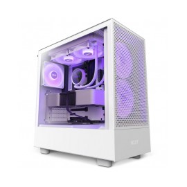 Gabinete NZXT H5 Flow RGB / Blanco / Carcasa Compacta ATX / Panel frontal perforado para alto flujo de aire / Panel lateral de 