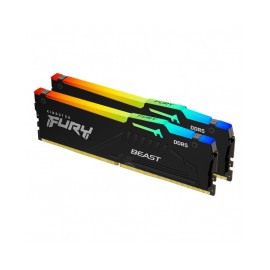 Kit Memoria RAM Kingston FURY Beast RGB Black DDR5 / 5200MHz / 64GB (2 x 32GB) / 5200MT/s 40-40-40 1.25V / KF552C40BBAK2-64