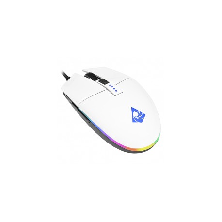 Mouse Gamer Munfrost Triton White Glossy / Óptico / USB / Sensor Pixart PWM 3360 / Iluminación ARGB / Hasta 12,000 DPIs / 6 bot