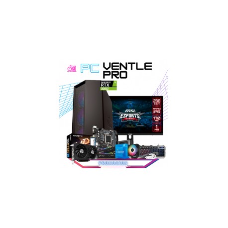 PC VENTLE PRO / INTEL CORE I5-12400 / RTX 3060 / 16GB RAM / 1TB SSD M.2 NVME / DISIPADOR DE TORRE ARGB / FUENTE 700W 80+ BRONZE