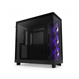 Gabinete NZXT H6 FLOW BLACK RGB / Cristal Templado / Mini-ITX / Micro-ATX / ATX / USB 3.2 / USB 3.2 Gen.2 Tipo C / Sin Fuente /