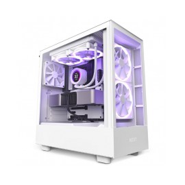 Gabinete NZXT H5 Elite / Blanco / Carcasa Compacta / ATX / Iluminación RGB Incorporada / Panel Frontal y Lateral de Vidrio Temp